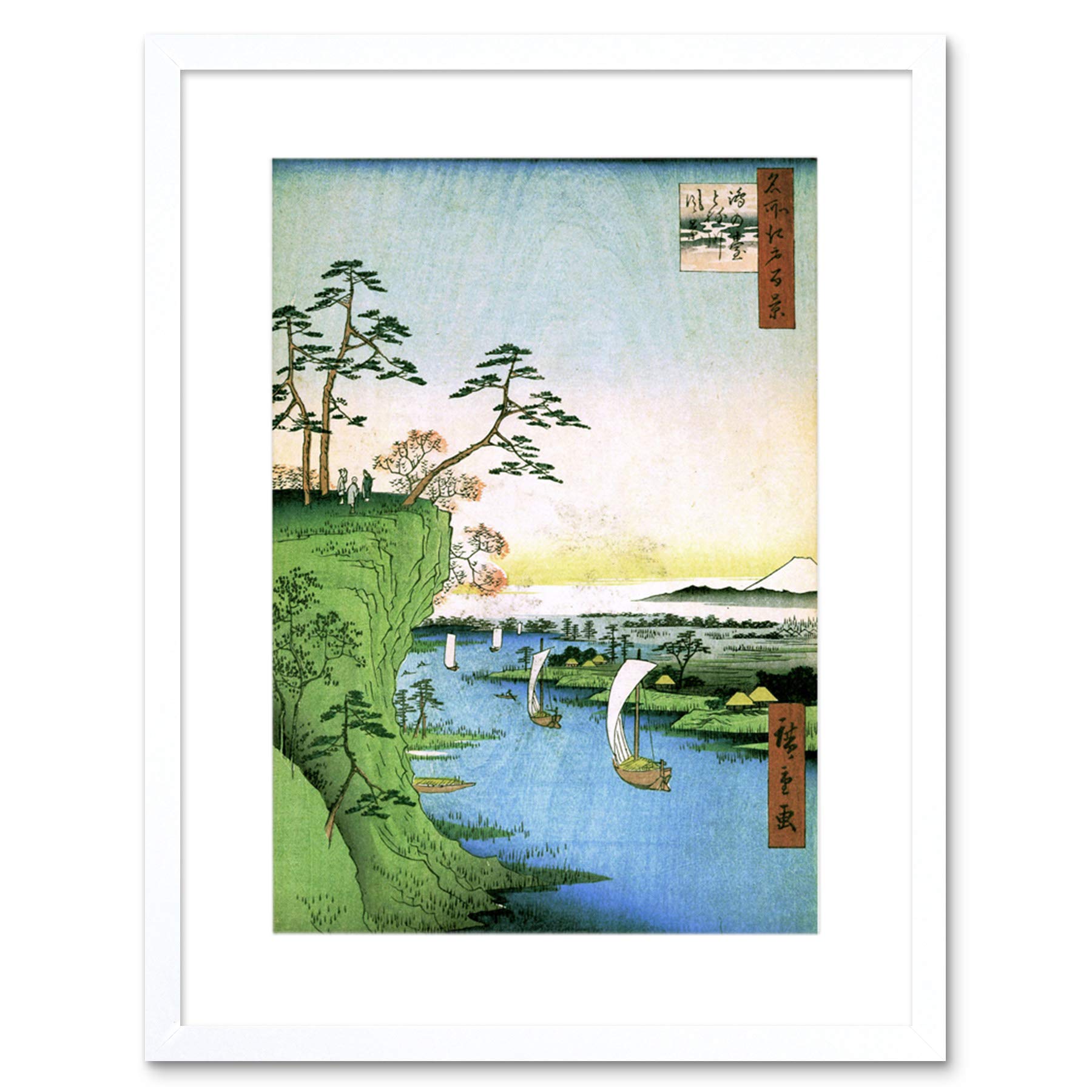 絵画 flk041094 Amazon.com: PAINTING JAPANESE WOODBLOCK BOATS RIVER CLIFF